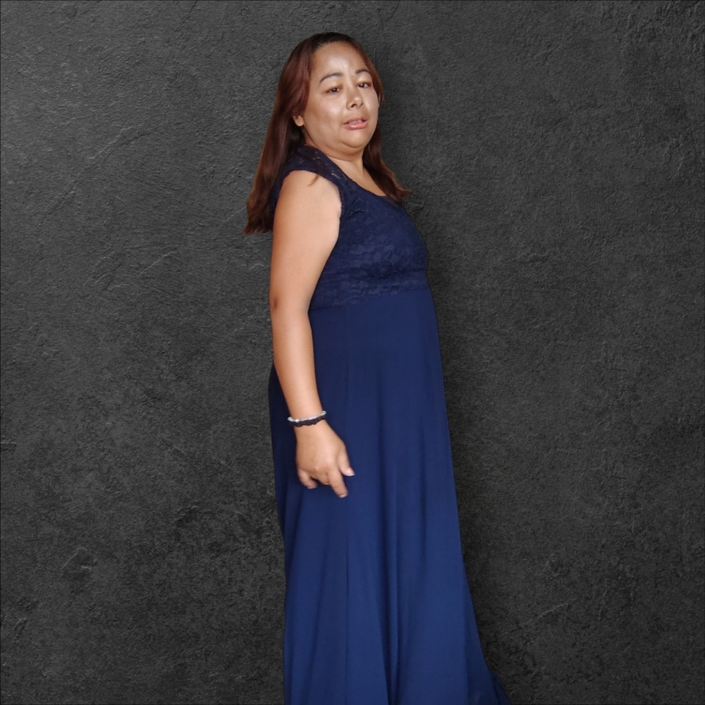 Miusol Women's Medium Navy Lace Formal Dress - Picture 4 of 12
